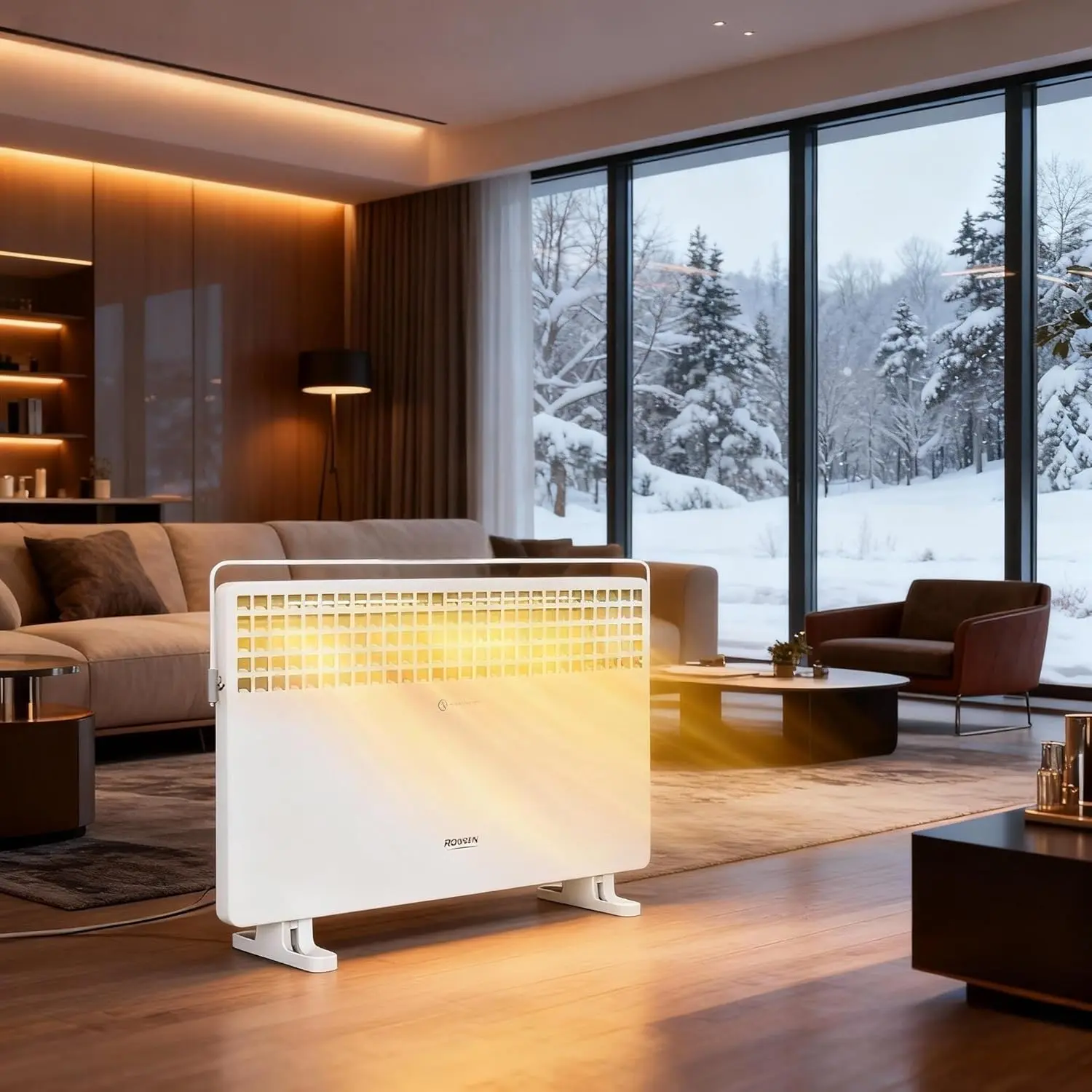 ROVSUN Wall-Mounted Electric Space Heater with Towel Bar, 1500W, Easy Knob Control, 3 Settings, Overheat & Tipover Protection for Indoor Bedroom, Office Use