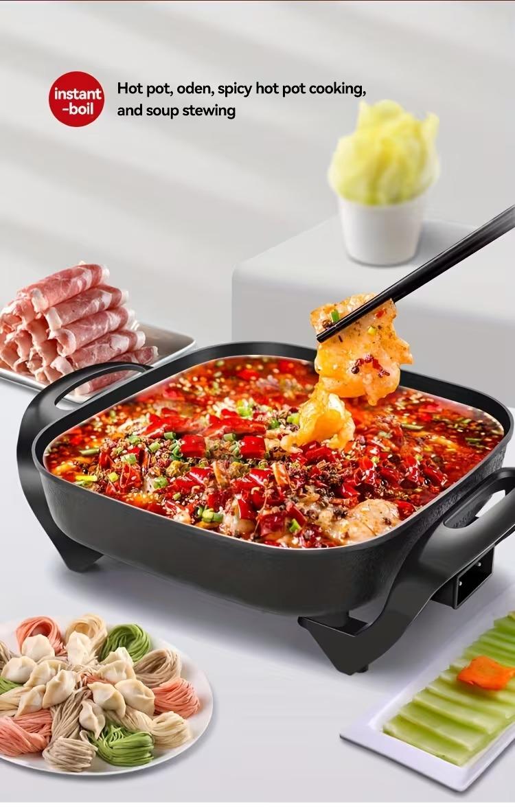 TANLOOK Electric Skillet with Lid, 16"x12"x 5" Scratch Resistant, Easy Pour Spout Dishwasher Safe, Non-stick Electric Skillet with Glass Vented Lid, Adjustable Temperature, Black