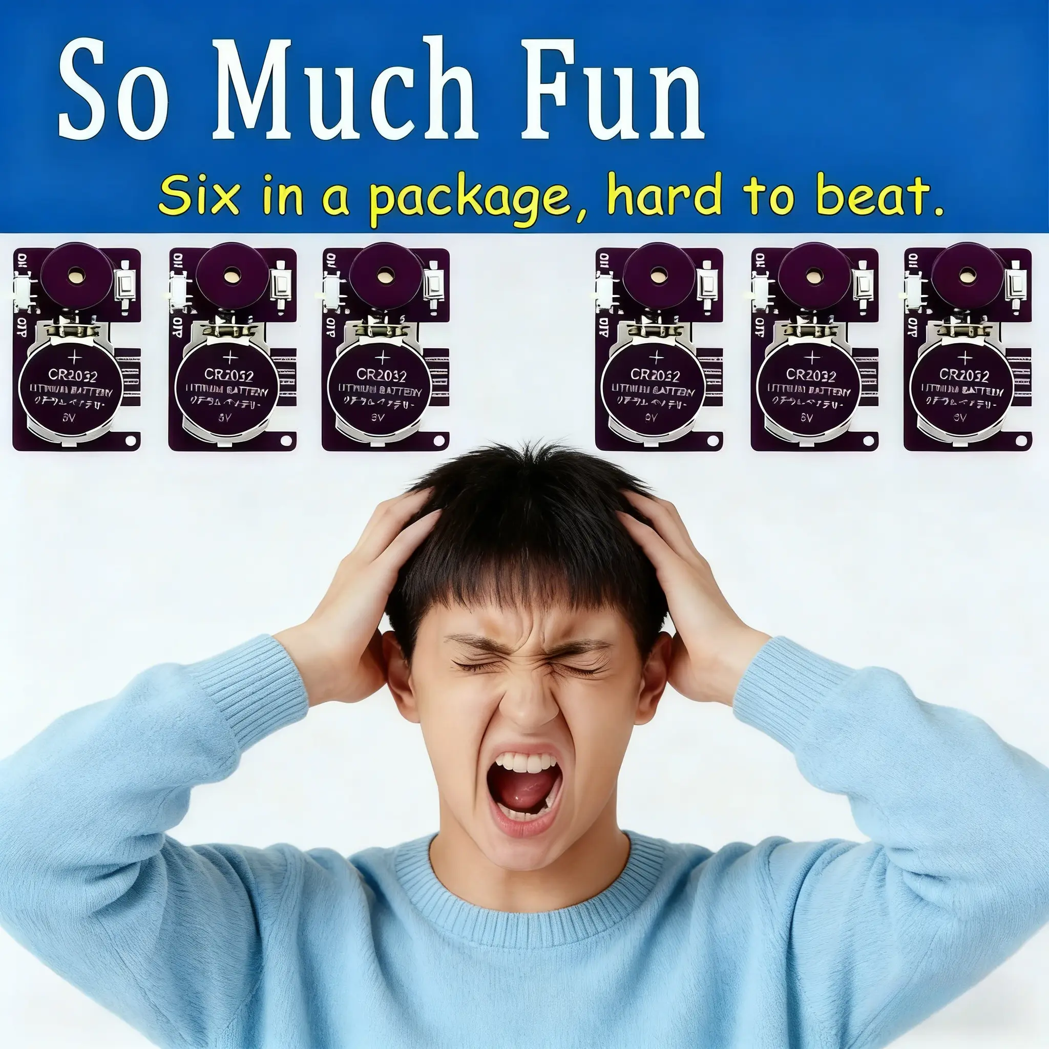 6Pcs Unisex Cricket Noise Maker Prank Props Set, Battery-Powered Long-Lasting Hidden Beeping Sound, Easy to Hide Prank Item for Office Adults, April Fools' Day Gift