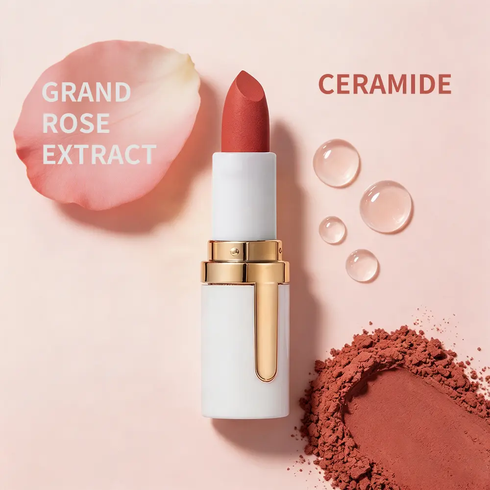 Women's Matte Velvet Flawless Cosmetic Lipstick - Luxury White Gold Tube, Long-Lasting Formula for Daily Makeup & Beauty Routines