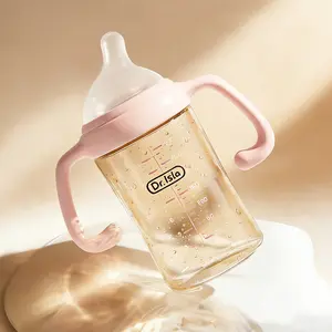 Dr.Isla Premium PPSU Baby Bottle, 13° Angled Breast-Like Silicone Nipple, Heat Sensitive Temperature Indicator for Safe Feeding, Easy Clean Wide Neck with One-Piece Handle, Air Vent Design, BPA & BPS Free, 5oz 8oz (PS74)