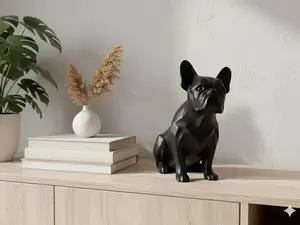 French Bulldog Statue 3D Printed Minimalist Frenchie Figurine