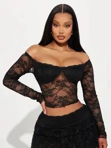 Adryana Ruffled Lace Skirt Set - Black