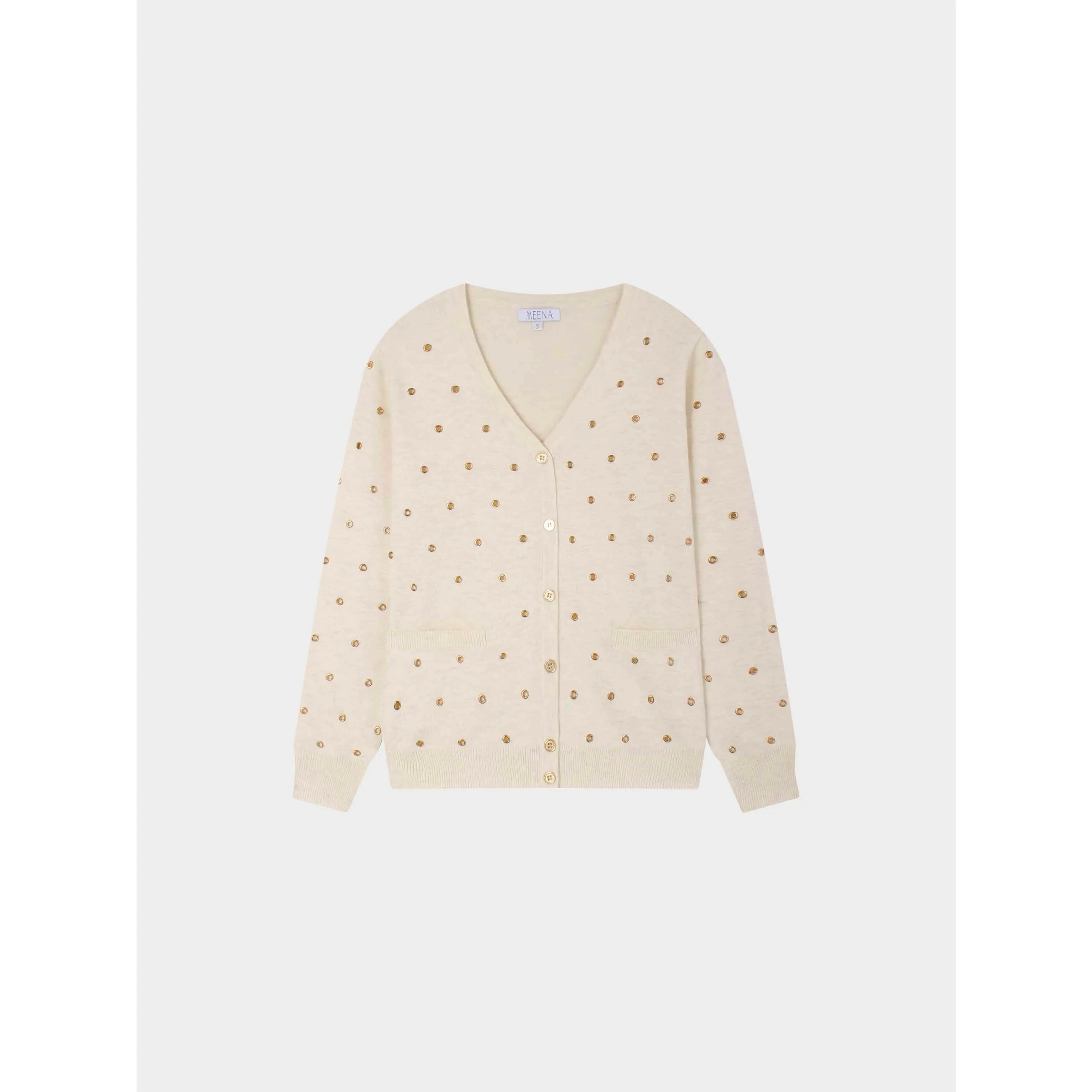 Grommet Cardigan-Cream