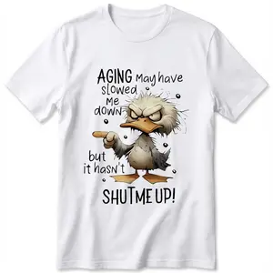 1pc Women's 100% Cotton T-Shirt with Duck Graphic Print & Humorous Slogan - Breathable Loose Fit Round Neck Short Sleeve Tee for Casual Wear, Outdoor Sports, Holiday Gift, Allseason Apparel |   Cartoon Design |   Knit Construction