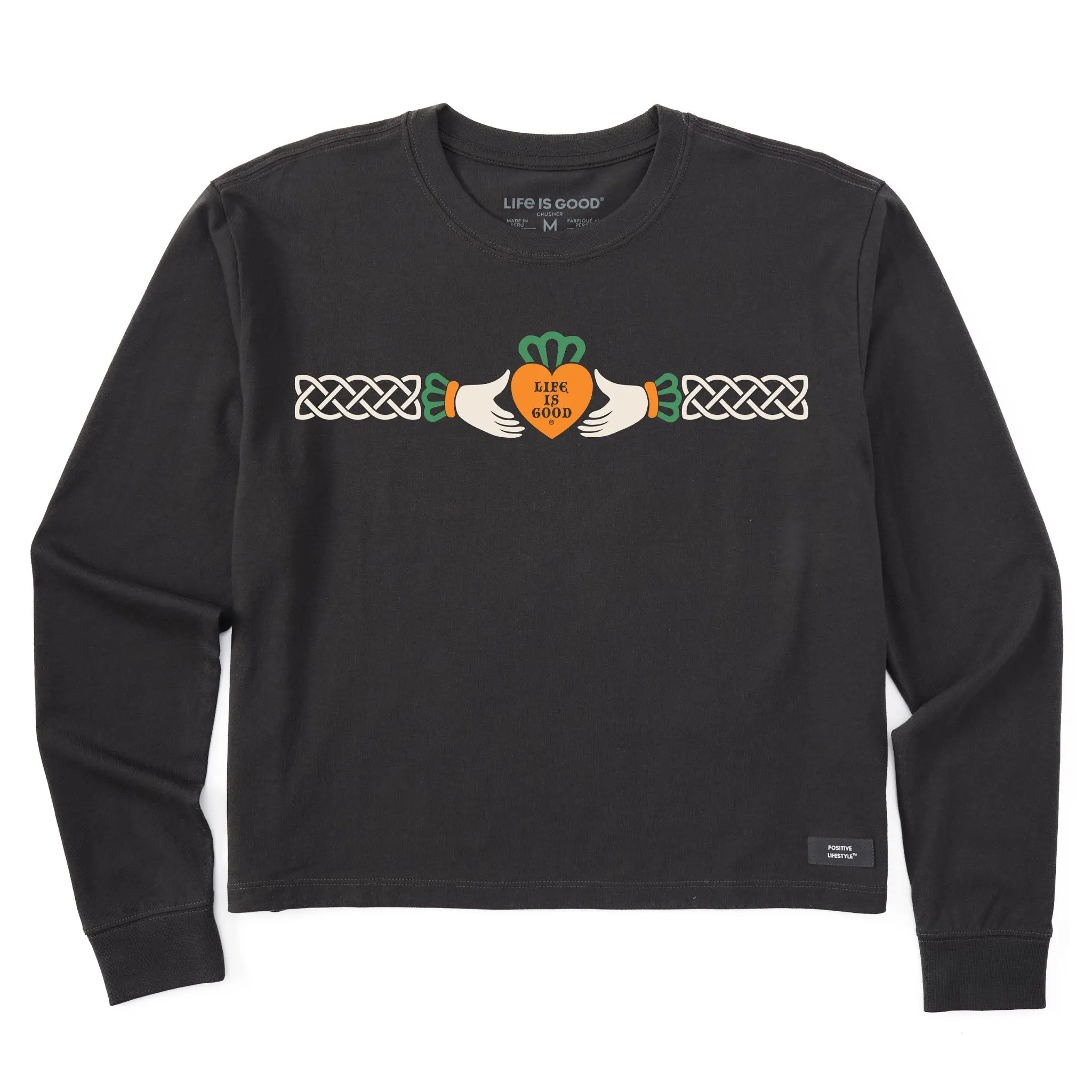 Women's Life is Good Claddagh Long Sleeve Crusher Boxy Tee