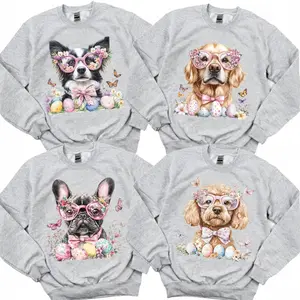 Custom Easter Dog Coquette Sweatshirt, Watercolor Bunny Ears Puppy Crewneck, Cute Dog Mom Spring Pullover, Happy Easter Pet Lover Gift, Cozy Unisex Top