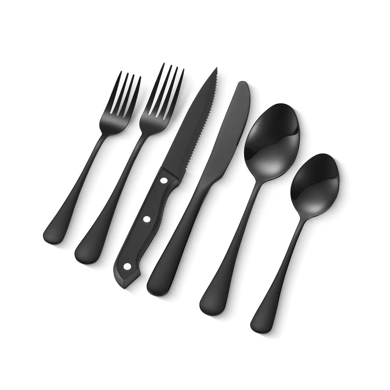 48-Piece Heavy-Duty Reusable Stylish Stainless Steel Cutlery Set - Tableware for 8, Casual Everyday Metal Utensils, Modern Restaurant Use, Father's Day Gift