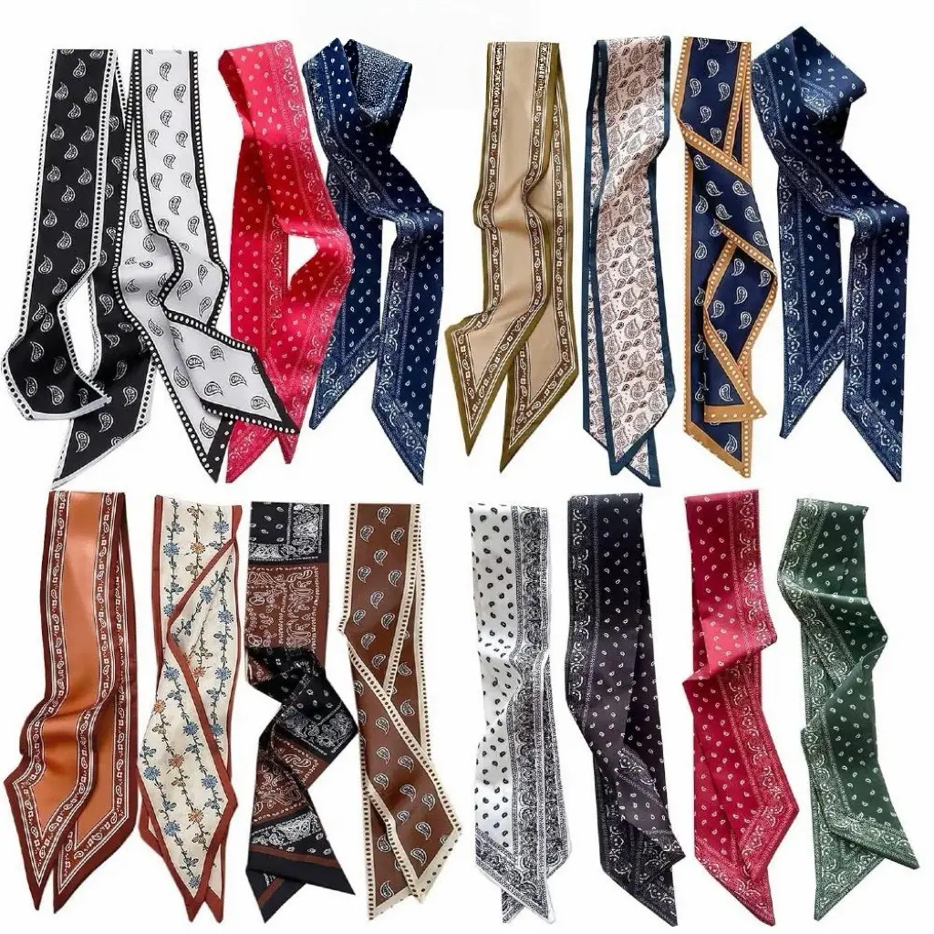 Women's 16-Pack Patterned Head Scarf Headbands Set - Fashion Bag Charms, Casual Wear Neck & Wrist Accessories, Versatile Boho Headscarf Set Headbands, Neck Accessories