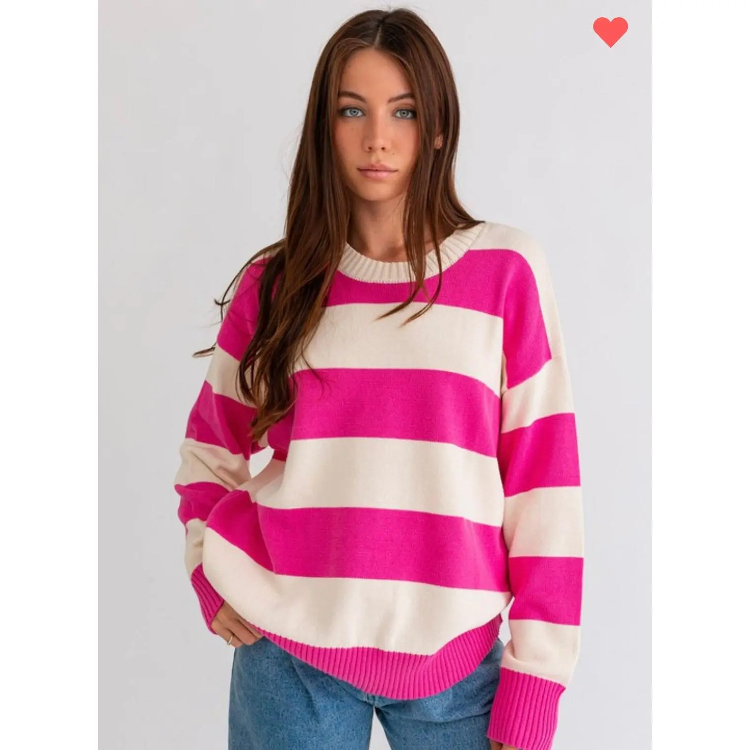 Pretty in Pink Oversized Striped Sweater