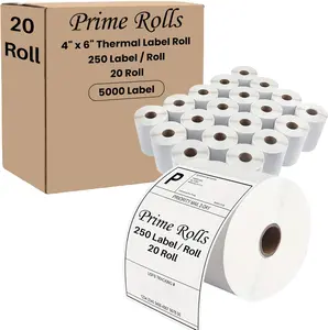 4” x 6” Direct Thermal Shipping Labels – 5000 Labels (250 per Roll, 20 Rolls) Permanent Adhesive, Thermal Coated – Compatible with Zebra, Rollo & Most Roll Printers (Not for DYMO)