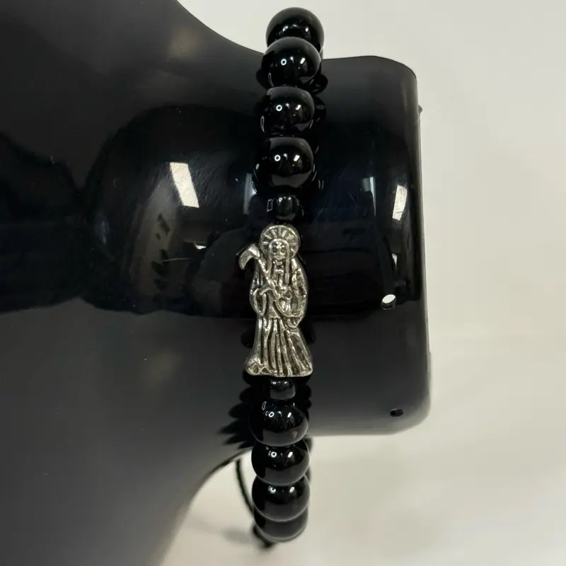 Black onyx Santa Muerte bracelet Black onyx Santa Muerte bracelet