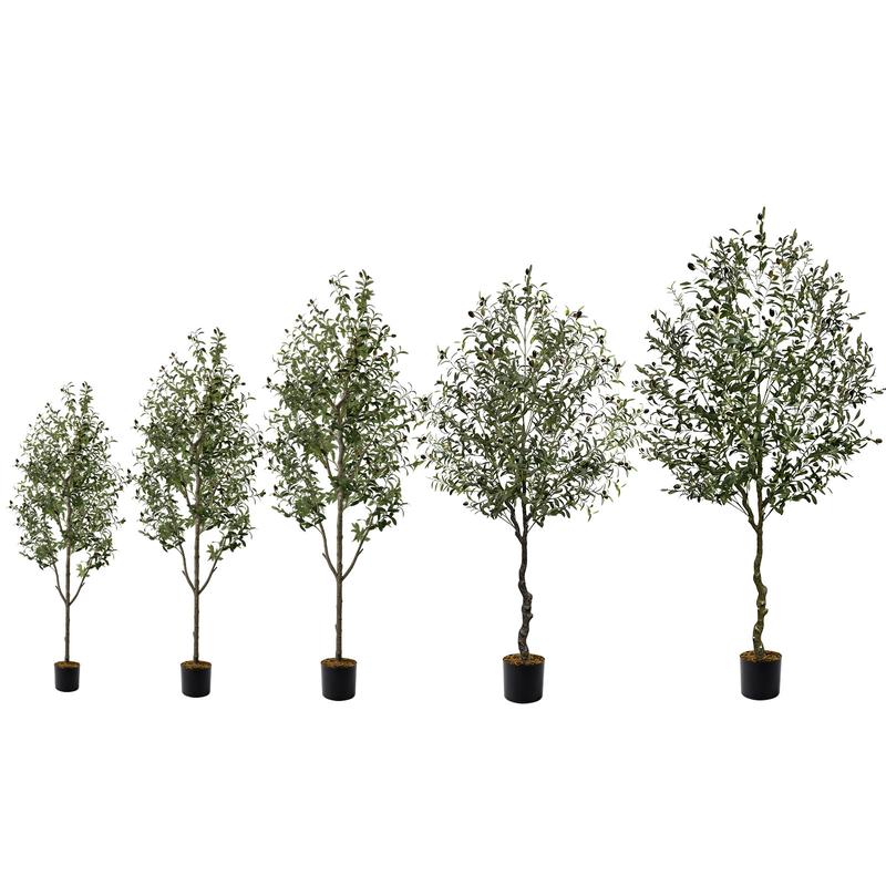 7 FT/6FT/5FT Artificial Olive Tree - Lifelike Faux Silk Olive Plant with Olive Leaves, Ideal for Home (Living Room, Bedroom, Balcony Corner), Office, and Garden Decor.