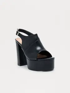 Kona Ankle Strap Platform Heels - Black