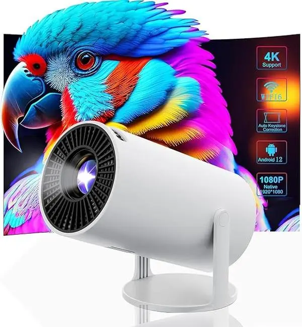 Projector with WiFi & Bluetooth, Mini Projector, 4K Supported Android 11.0 Portable Movie Projector, 270° Rotation + Auto Vertical Keystone Correction, Compatible with iPhone/TV Stick/HDMI/USB 2026