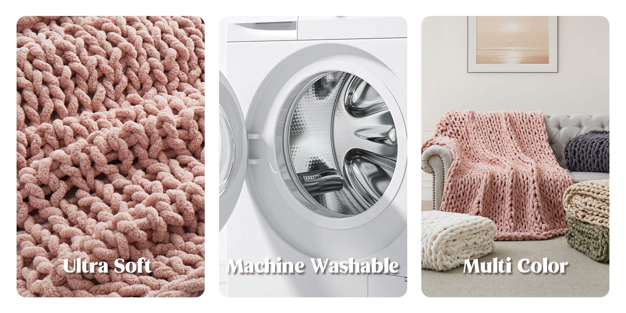 PEACENEST Chenille Knit Throw Blanket 50"x60" Soft Cozy Couch Blanket Machine Washable Sofa Throw for Bedroom & Living Room Decor in Multiple Colors