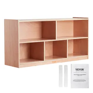 VEVOR Cubby Mobile Tray Storage Cabinet,  , 5-Compartment Cubby Storage Shelf, Cubby Storage Cabinet 2-shelf, Classroom Cubbies, Classroom Furniture for Home, Daycare and Preschool, Natural