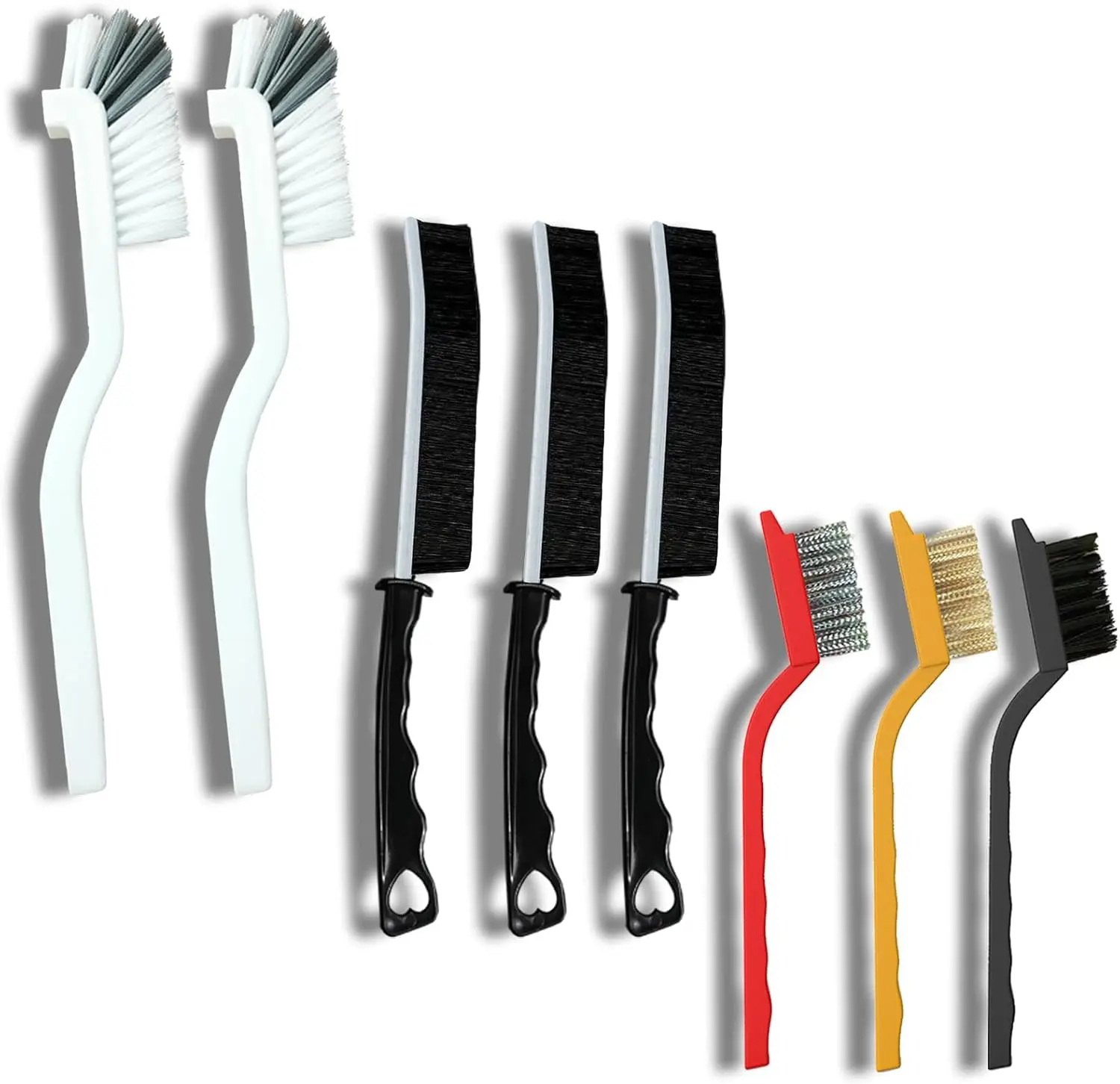8-Piece Durable Crevice Cleaning Brush Set with Brass Core, PP Bristles - Multi-Purpose Hard Bristle Brushes for Daily Deep Cleaning Kitchen/Bath Tight Spaces, Ideal Home Care Gift
