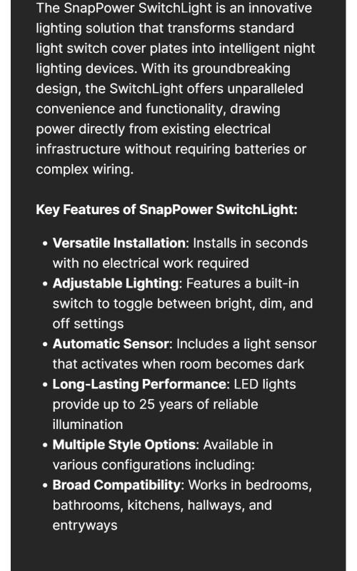 SwitchLight - Illuminated Light Switch Cover Plate, Integrated LED Nightlight by SnapPower