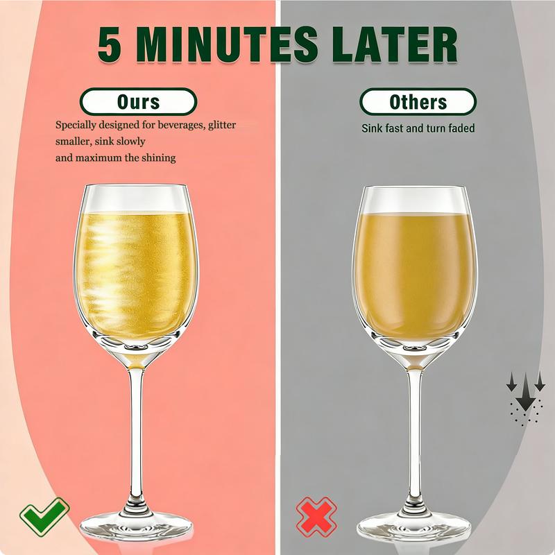 6 Natural Edible Glitter Set 3g/bottle Food Grade Water Soluble Luster Dust for Cake Decorating, Drinks & Festive Desserts, Edible Glitter Powder for Baking, Cocktail & Holiday Party Decor