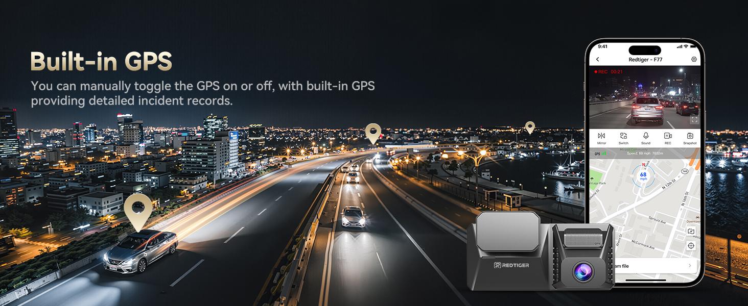 REDTIGER F77 4K+4K Dash Cam Front and Rear, Dual STARVIS 2 IMX678 HDR, Built-in 128GB eMMC, Voice Control Dash Camera for Cars with 5.8GHz WiFi, 4'' Touch Screen, GPS, Night Vision, 24H Parking Mode-Holiday Haul