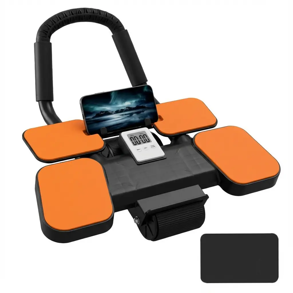 Abdominal Roller with Automatic Rebound and Elbow Support, Compact Portable Trainer for Core Strengthening and At Home Ab Workout, Abs