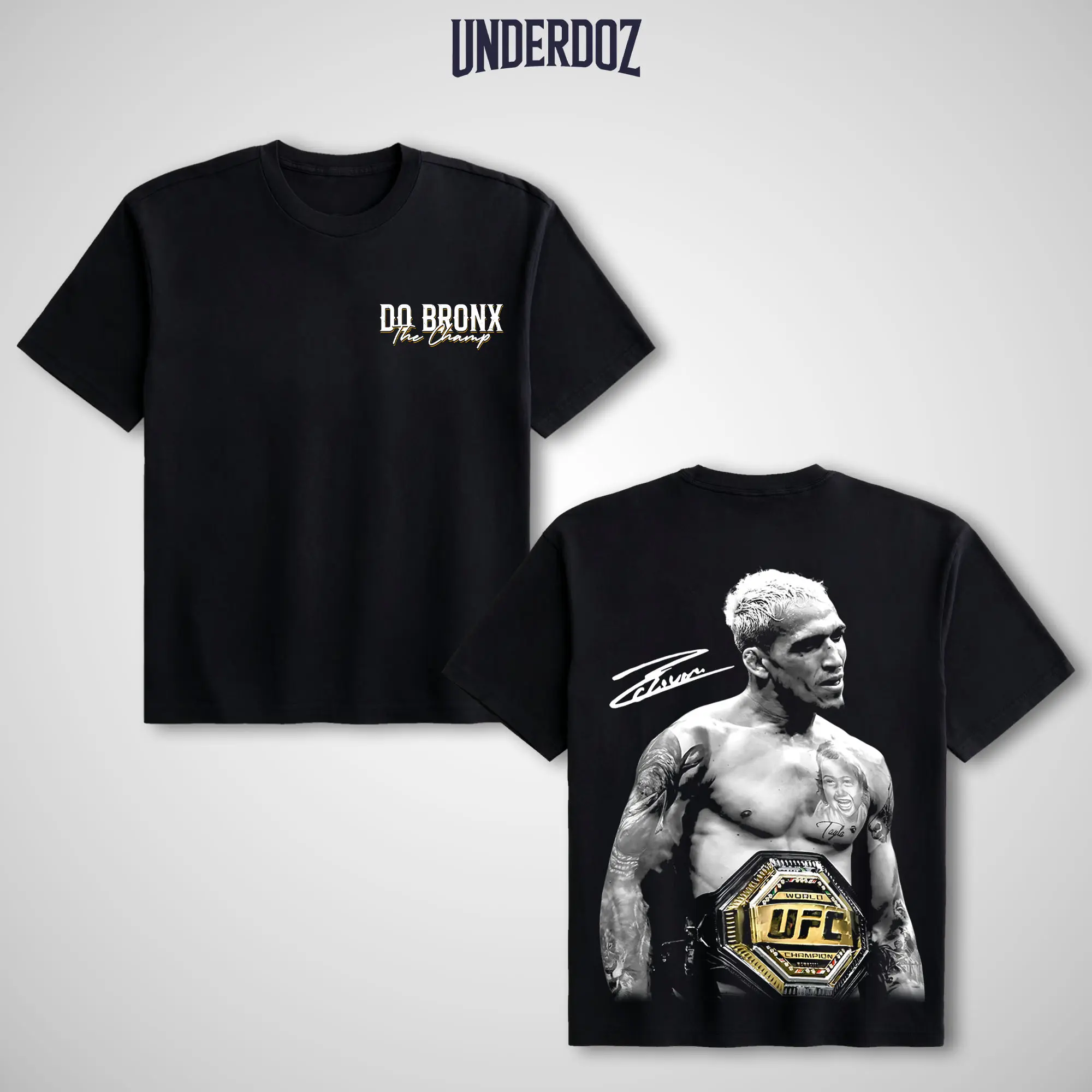 Do Bronx Charles Oliveira Heavy Cotton Graphic Tee, Shirt For Men Casual Short Sleeve Combat Sports Top, Soft Streetwear Fabric for Fight Fans, Tshirt