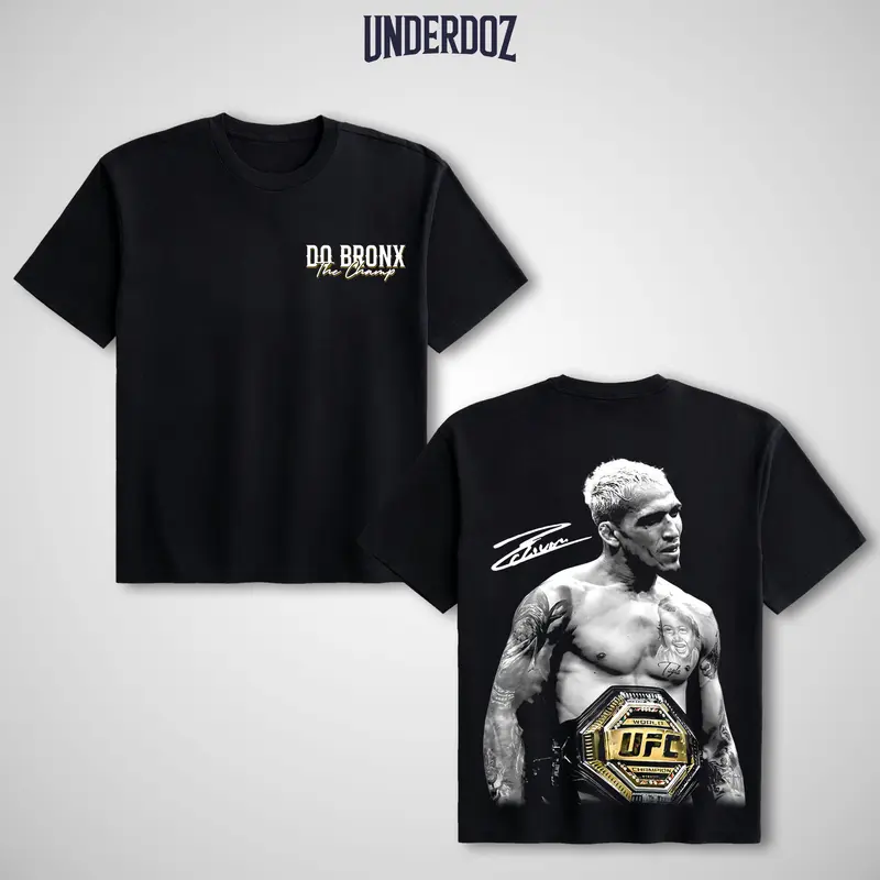 Men's Do Bronx Charles Oliveira Icon Heavy Cotton Graphic Tee - Tops, Short-Sleeve, Round Neck, Good Graphic Tees, Sporty Chic Casual Combat Sports Apparel for Fight Fans Crewneck Fabrics