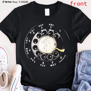Soft Cotton Women’s Vintage Rotary Phone Dial T-Shirt – Comfortable Short Sleeve, Casual Outdoor Style