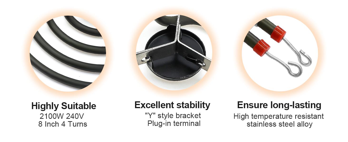 Beaquicy 316442300 8" Surface Element - Replacement for Ken-more Cro-sley Frigi-daire Kelvi-nator Range Stove Cooktop Oven Coil Surface Element - 8 inch Burner on the Range
