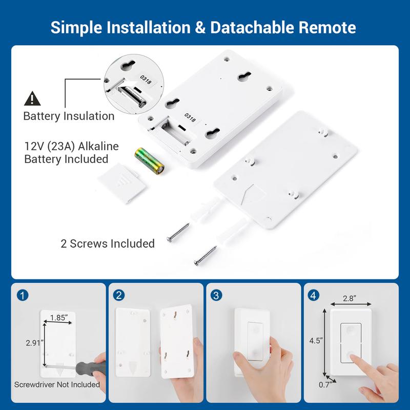 DEWENWILS Indoor Wireless Remote Control Wall Mounted Light Switch and Outlet--HRLS11C1