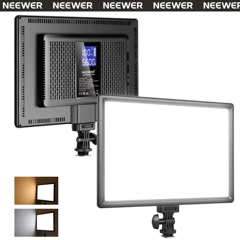 NEEWER NL192 LED Video Light Panel, 19.5W Ultra Thin Bi Color Dimmable DSLR Camera Soft Light with 8000mAh Built in Lithium Battery, 3200-5600K CRI95+ for Photography Video Recording Live Streaming tiktokshopbacktoschool