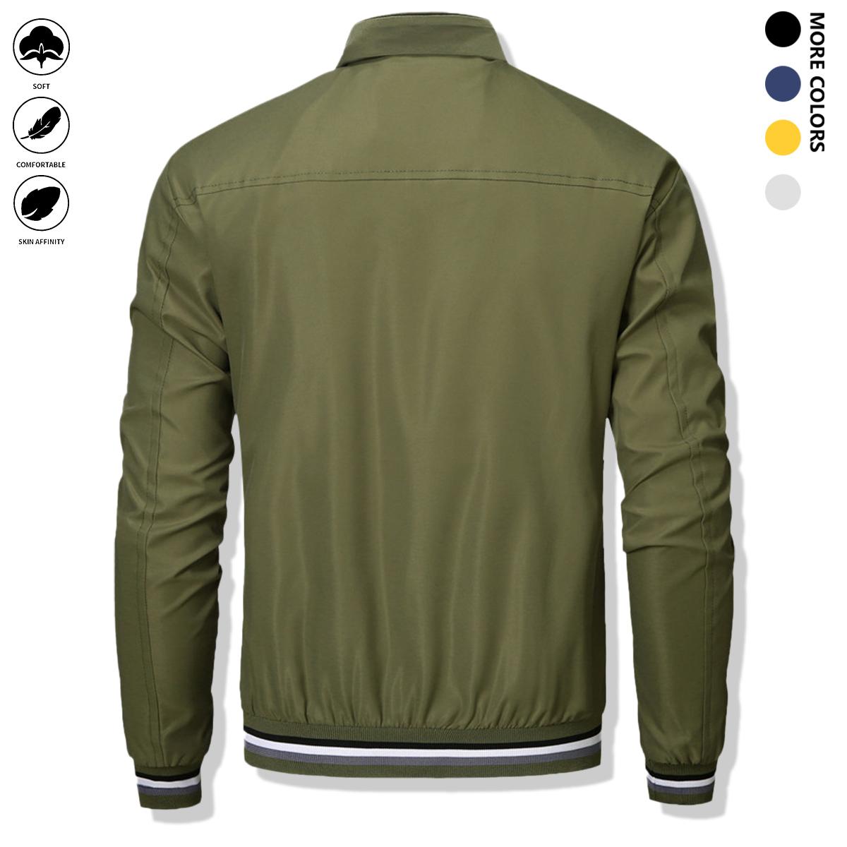 Men's casual pilot jacket, stylish fully-matched fashion zipper crew-neck polyester 100% long-sleeved non-stretch woven coat