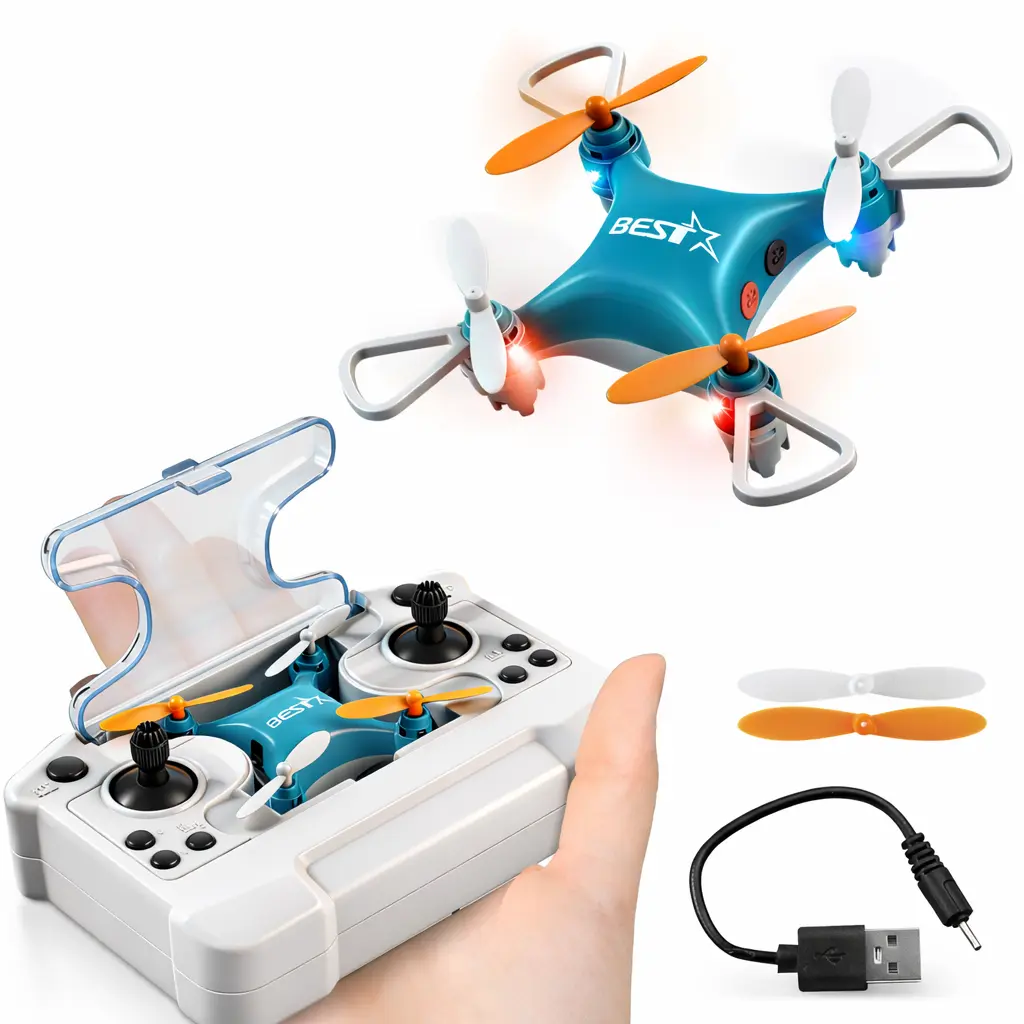Mini Drone for Kids Beginners, RC Quadcopter with LED Lights, USB Rechargeable Indoor Flying Toy with Controller Storage Case