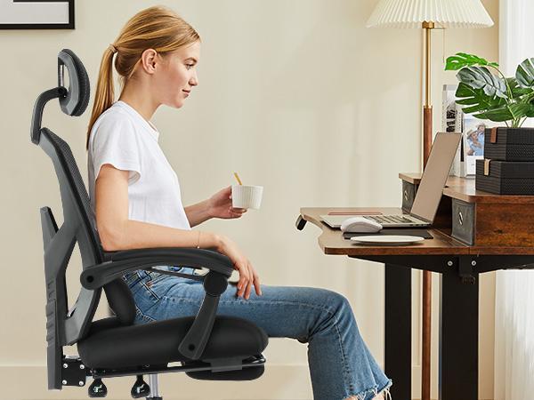 Ergonomic Office High Back Computer Chair, Reclining Office Chair with Foot Rest