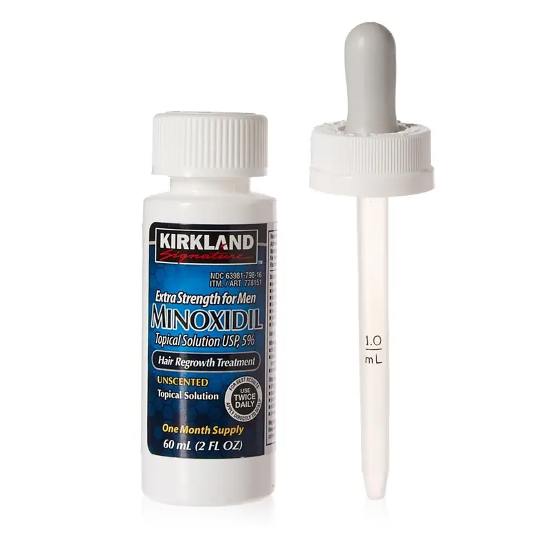 Kirkland Minoxidil 5% for Men Hair Care, Topical Solution Extra Strength Hair Regrowth Treatment for Men Dropper Applicator Included (1 month to 24 month supplies available) (1 month supply)