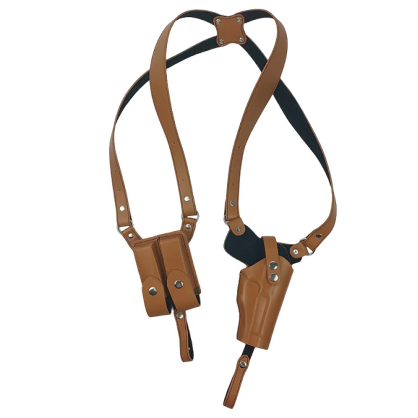 Shoulder Holster, Vertical Cowhide Leather Concealed Carry Rig with Double Magazine Pouch, Right-Hand Draw for 1911 & 92 Pistols, Adjustable for Hunting & Cosplay, 92G, Halloween