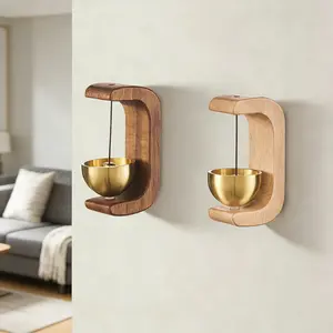 UFORU Suction Door Type Solid Wood Wind Chime,  Hangable Entry Door Bell, Vintage Door Bell Hanging Ornament, Home Decor Supplies, Wall Decor, Modern,Valentine's Day gift