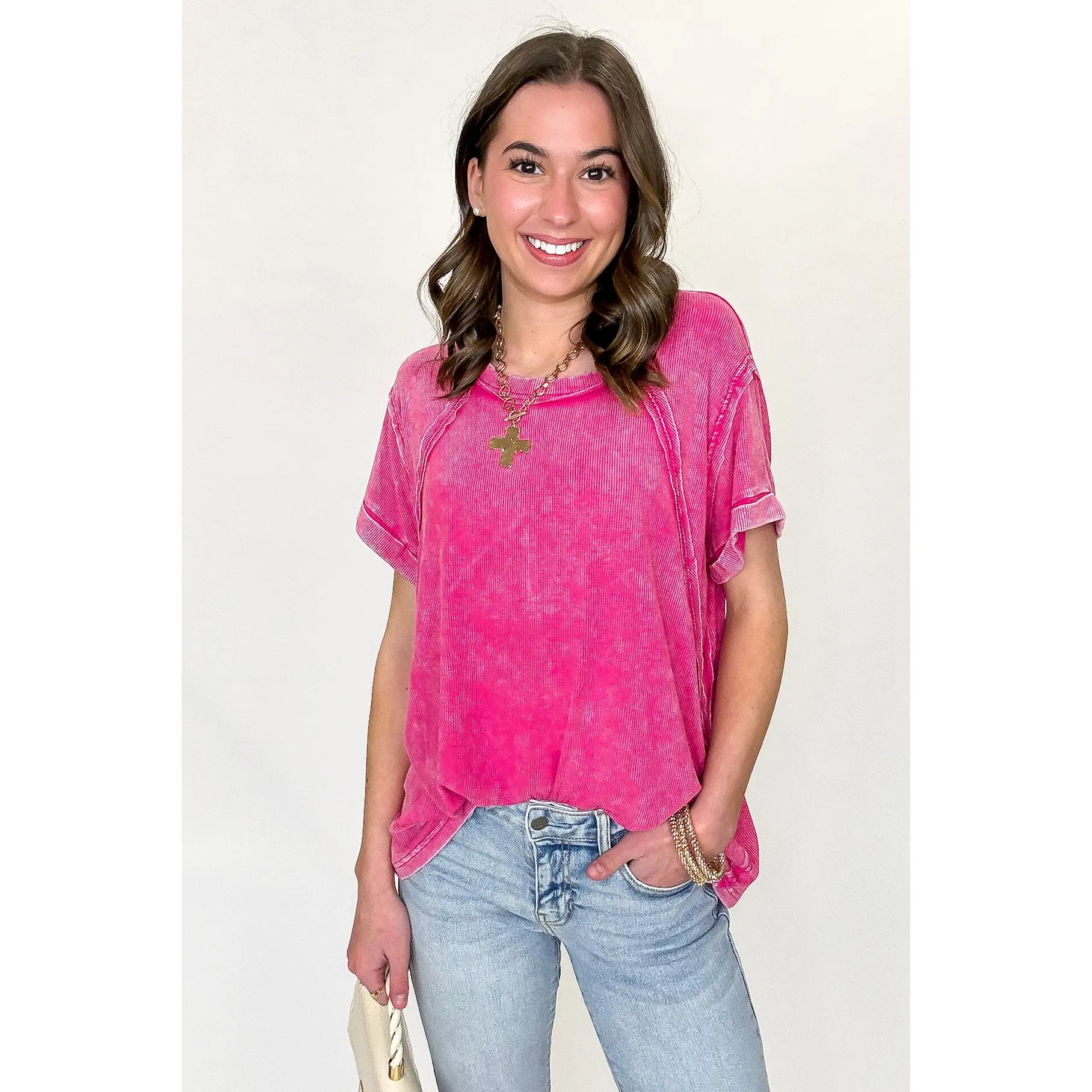 Balanced Comfort Acid Wash Rib Cuff Top - BACK IN STOCK - TikTok Shop