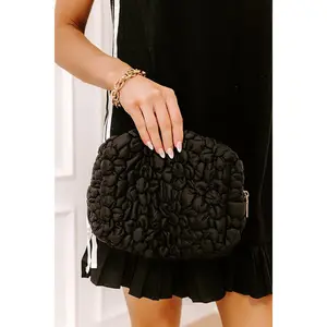 Flora Pop Puffer Cosmetic Bag in Black