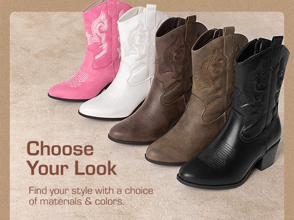 DREAM PAIRS Cowboy Boots for Women, Mid Calf Cowgirl Boots with Embroidery Round Toe Western Chunky Low Heel Shoes denim boots DREAM PAIRS Cowboy Boots for Women, Mid Calf Cowgirl Boots with Embroidery Round Toe Western Chunky Low Heel Shoes denim boots