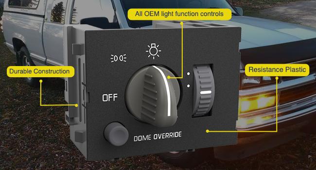 Nilight Headlight Dimmer Switch Compatible with 1995 1996 1997 1998 1999 Chevy Silverado 1500 Tahoe Astro 1995-1999 GMC Yukon 1999-2000 Cadillac Escalade with Yellowish LED Light