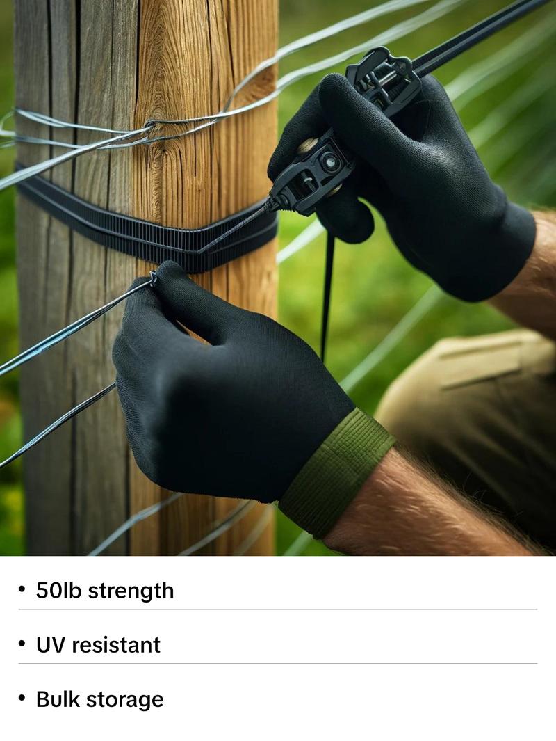 8-Inch Black Heavy Duty Zip Ties (1000-Pack) | 50lb Tensile Strength | UV Resistant Nylon
