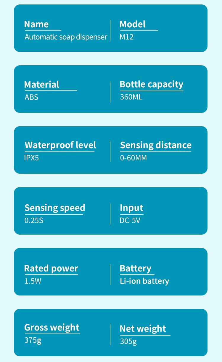 Automatic Soap Dispenser, 12oz Touchless Foaming Soap Dispenser, USB Rechargeable, 4 Adjustable Levels, Waterproof, Kitchen Gadgets, Home Essentials Hand Wall, Bathroom soap dispenser Restroom