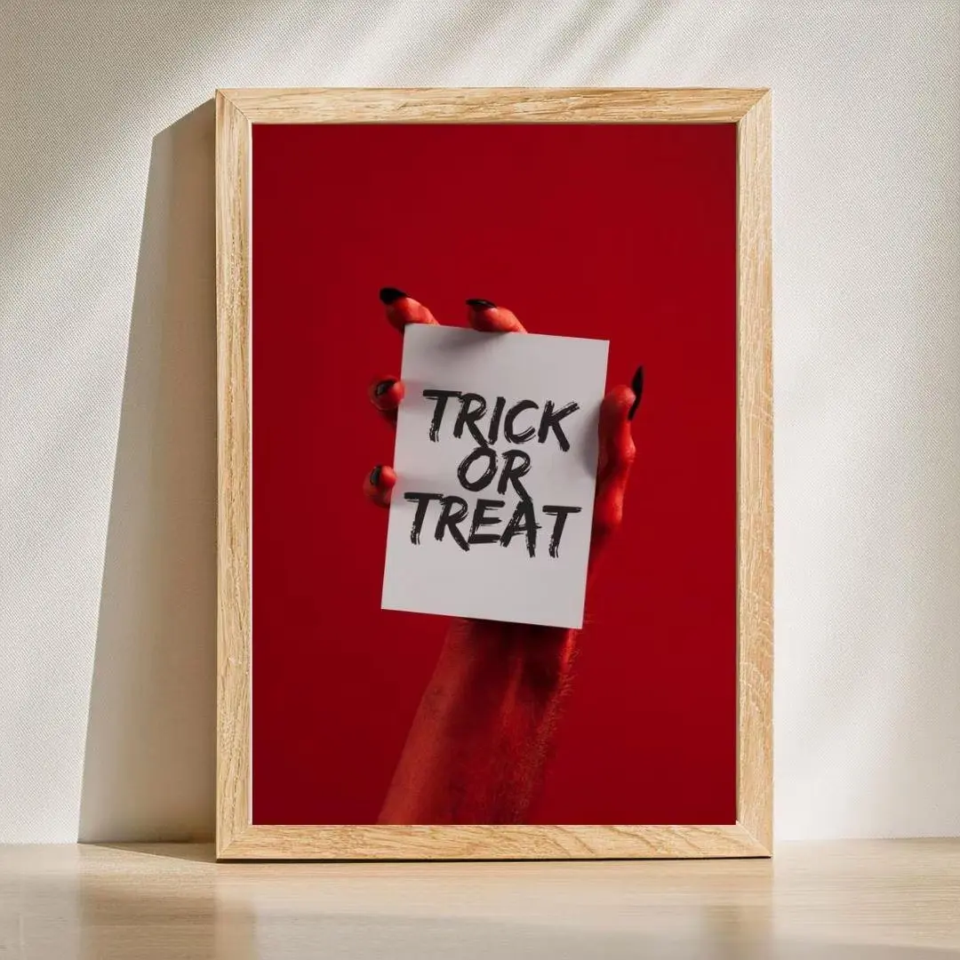 Trick or Treat Halloween Canvas Wall Art Minimalist Spooky Canvas Print Modern Halloween Home Decor Unframed Poster