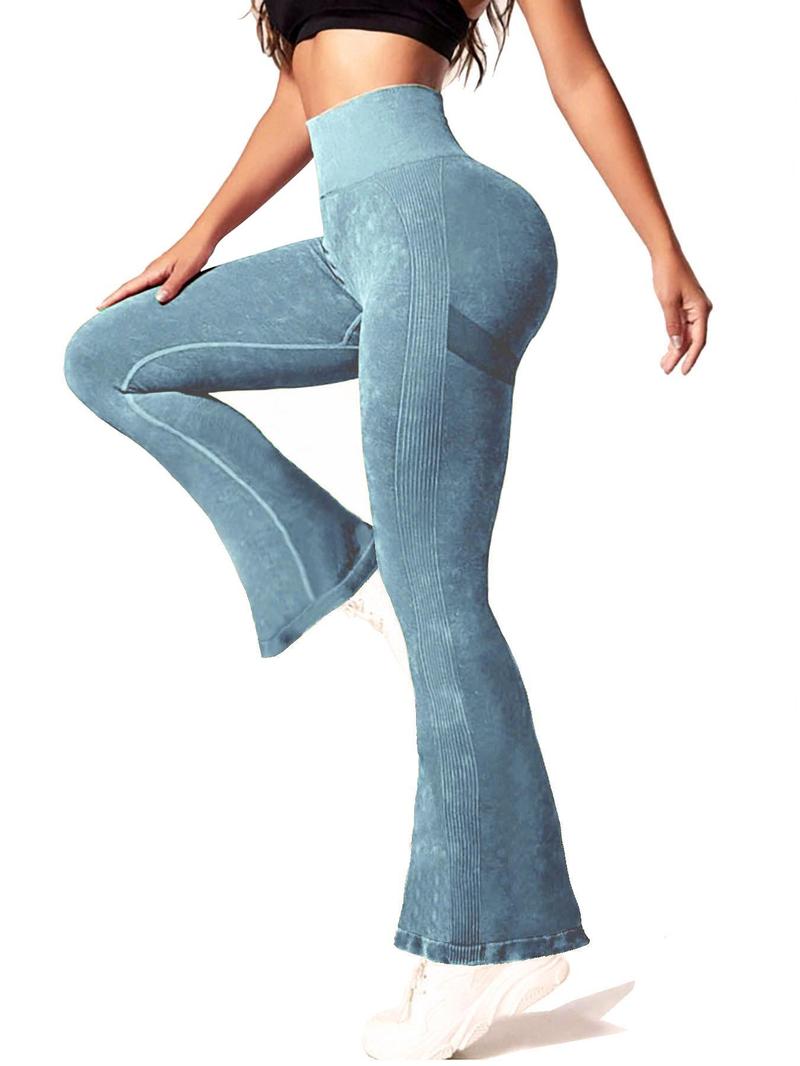 Women's Butt Lifting Flare Leggings Long Length Hidden Scrunch Athletic Outfit with Elastic Waist Yoga Pants for Gym & Casual Wear - Activewear Fitness