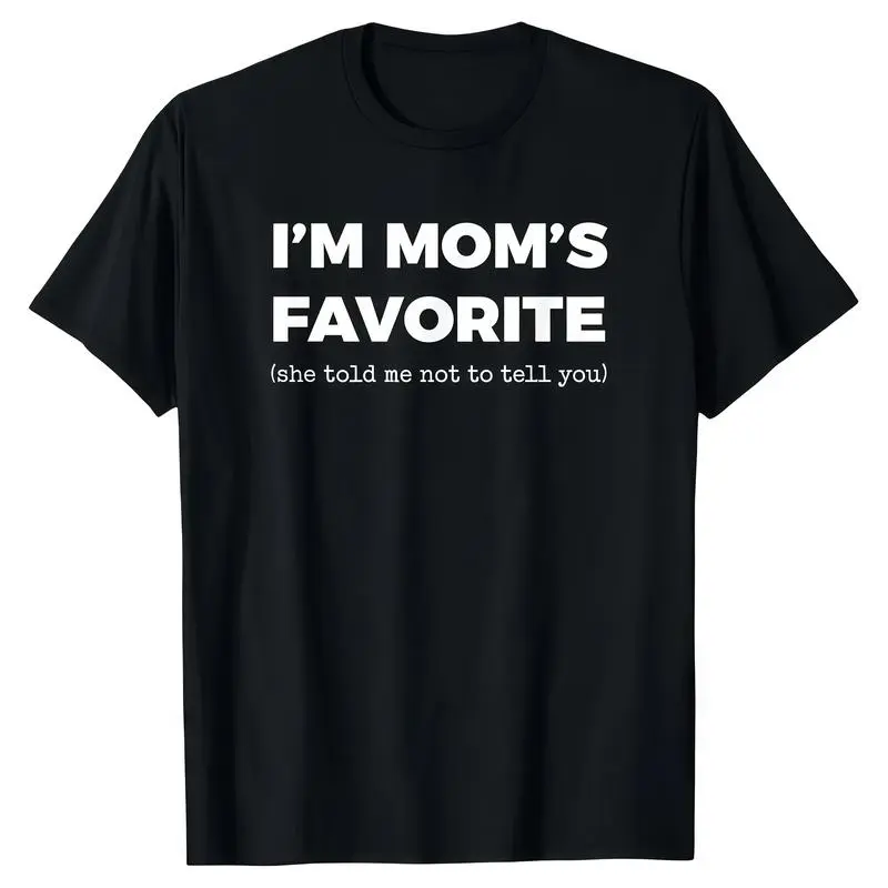 Women's Cotton Casual Short-Sleeve Vintage T Shirts - Funny "I'm Mom's Favorite" Print, Gengar Ghost Anime/Alice In Chains Boho Crop Top, Fabric-Focused Streetwear, Everyday Fit Piece, Summer Golf Gift
