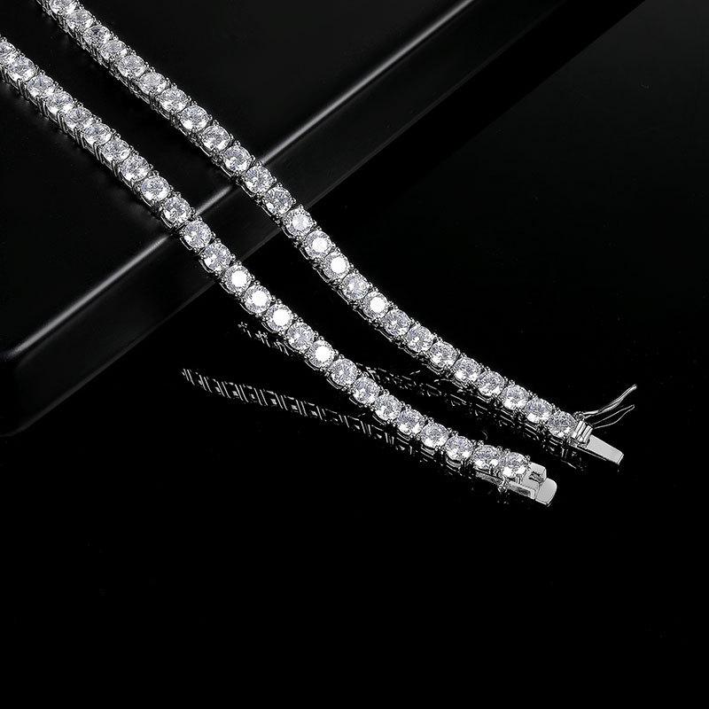 POPILY  3mm/5mm Simulated Diamond Tennis Necklace for Women, Classic 18"/20''/22"/24" with Secure Box Clasp Safety Latch