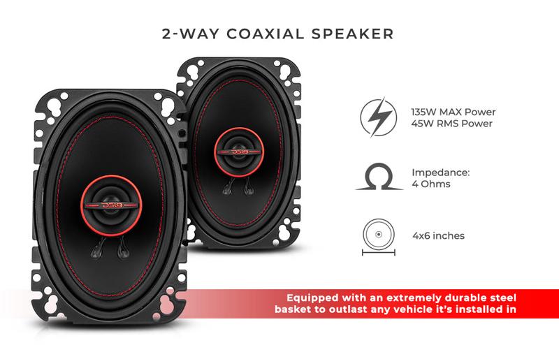 GEN-X 4x6 2-Way Coaxial Speakers 45 Watts Rms 4-Ohm (G4.6XI)