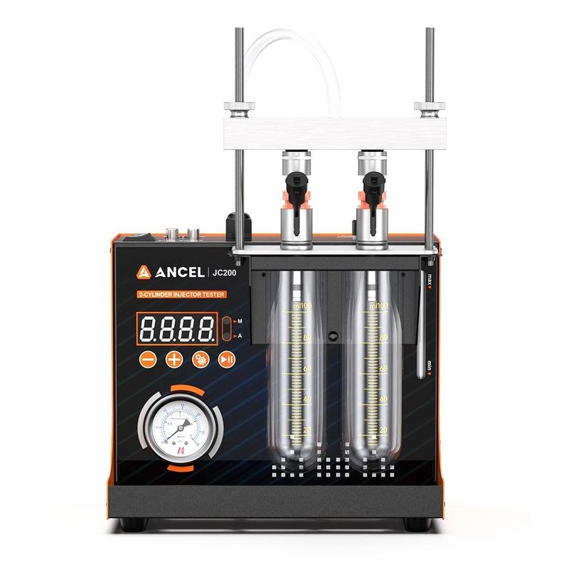 ANCEL JC200 2-Cylinder Fuel Injector Tester & Flow Cleaner | Removes Light Surface Deposits During Testing, Adjustable Pressure, Built-in 12V Pump for Cars & Motorcycles